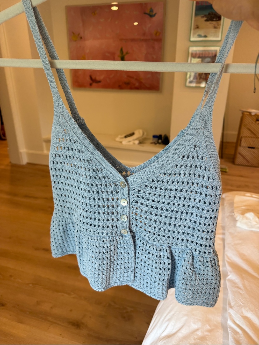 Zara Crochet Knit Top light blue